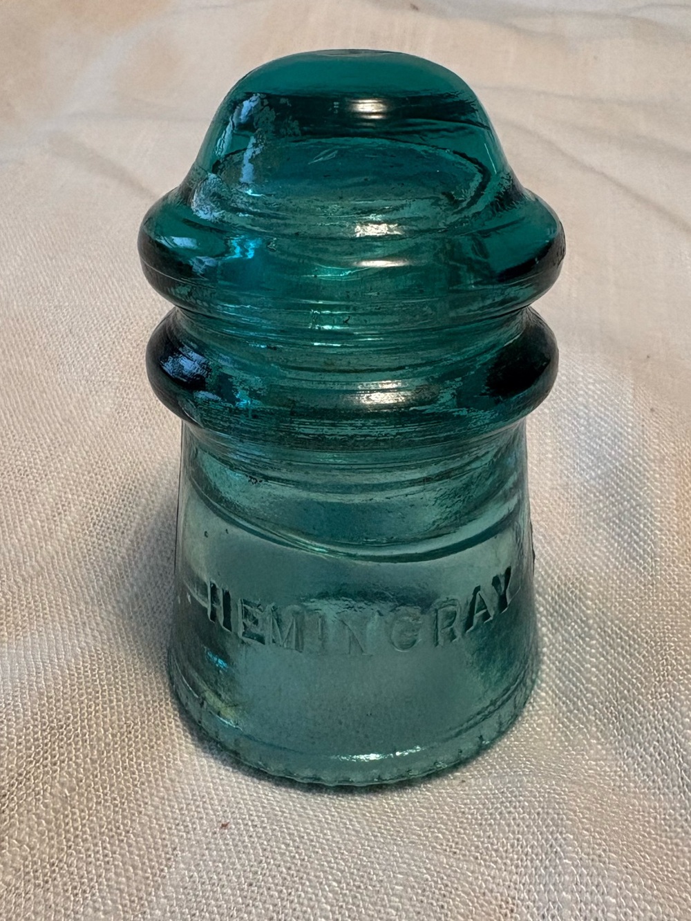 Vintage Hemingray No. 9 Aqua Glass Insulator Made in USA Telephone Telegraph